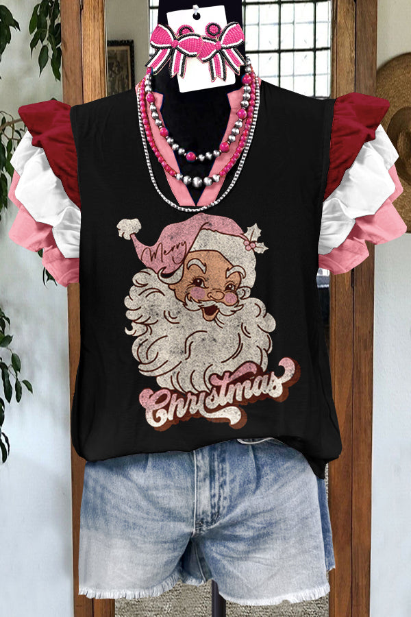 Ruffle Sleeve Santa Blouse