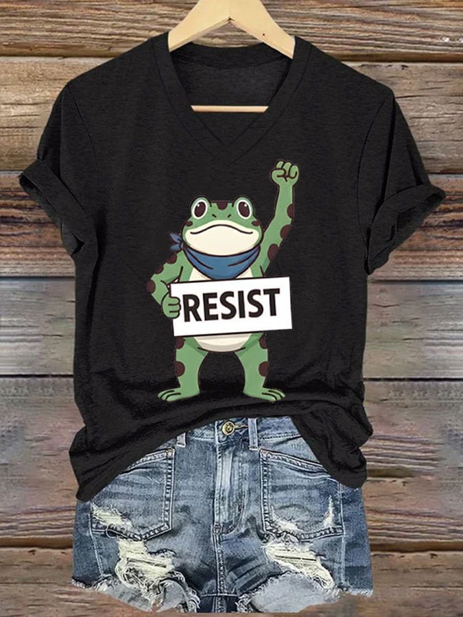 Women's FDT Portland Frog Protest Revolt Machine Print T-Shirt