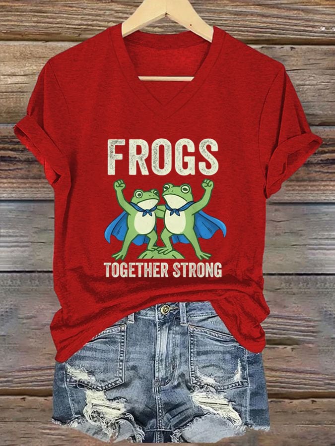 Women's Frogs Together Strong Printed T-Shirt