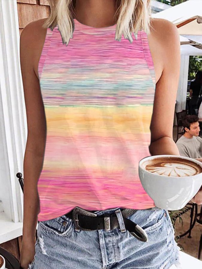 Women's Breast Cancer Awareness Print Crew Neck Tank Top