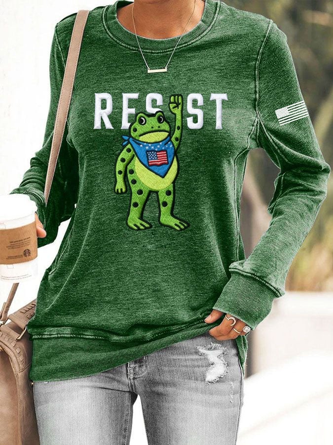 Women's Resist Frog Printed Casual Sweatshirt