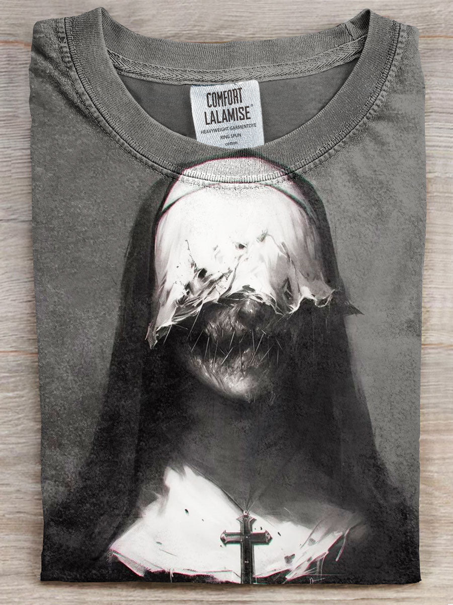 Horror Nun Prints Casual T-shirt