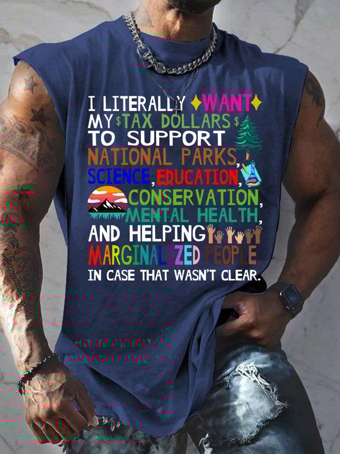 Men's Support Our National Parks Print Round Neck Tank Top