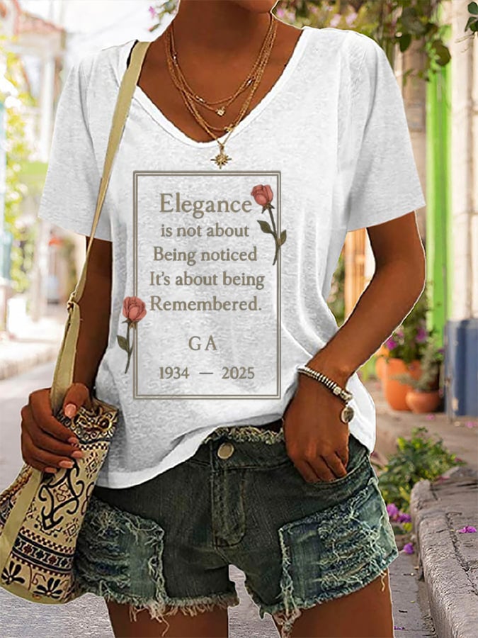 Women's Elegance Is Not About Being Noticed It'S About Being Remembered T-Shirt