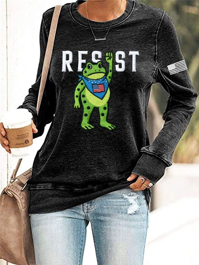 Women's Resist Frog Printed Casual Sweatshirt