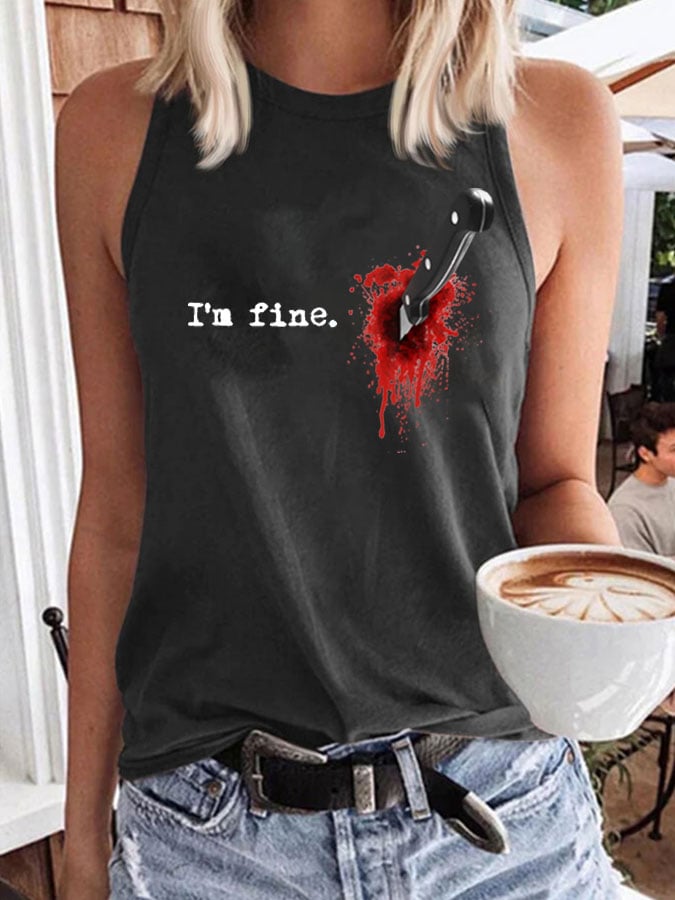 I‘m Fine Print Sleeveless Tank Top