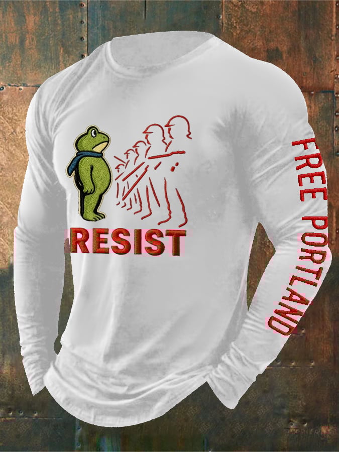 Men's Resist Frog Free Portland Printed Round Neck T-Shirt