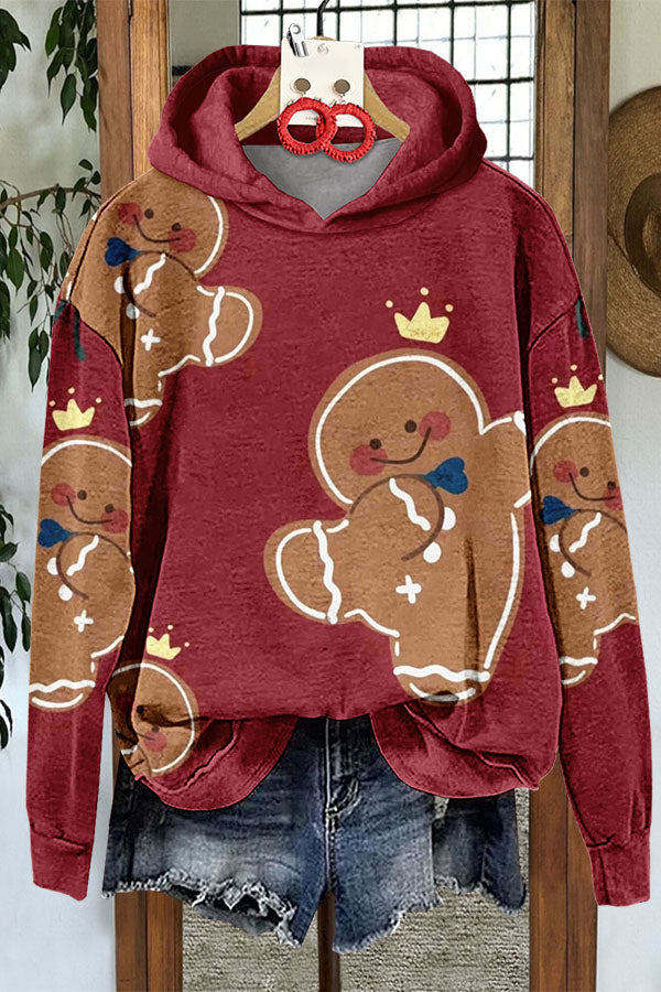 Christmas Gingerbread Man Print Hoodie