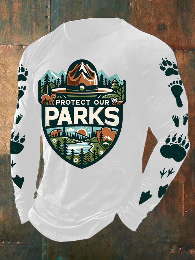 Men's Protect Our National Parks Print Long Sleeve Top