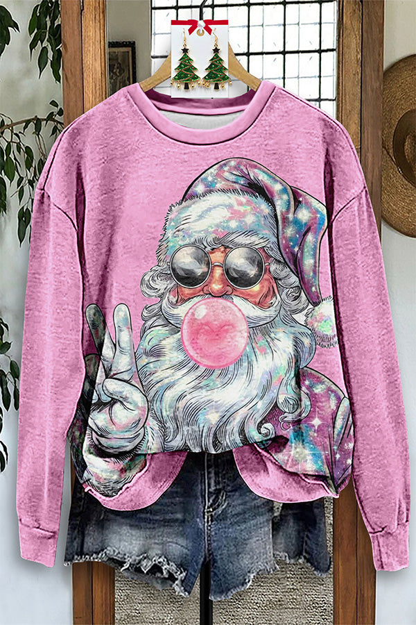 Vintage Santa Claus Print Sweatshirt