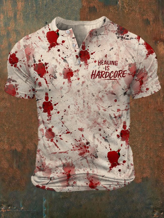 Men'S Casual Blood Stain Print Short Sleeve T-Shirt