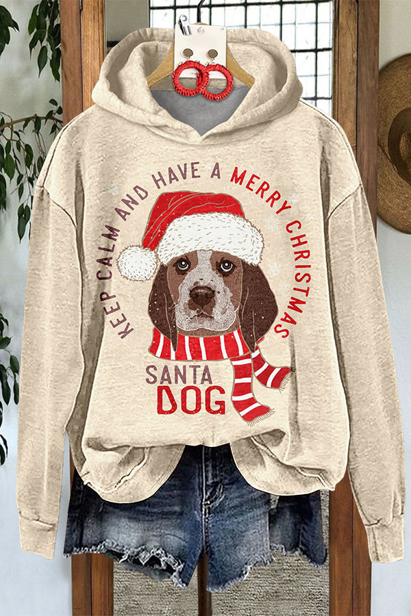 Christmas Santa Dog Hooded Sweatshirt