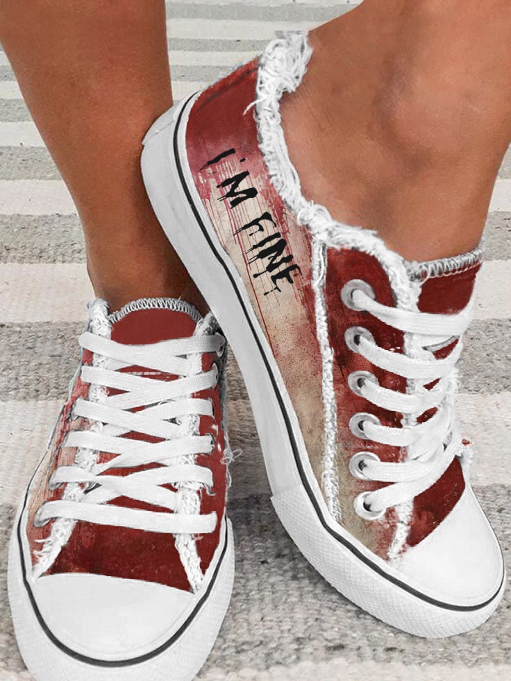 Women's Bloody I'm Fine Halloween Flat Sneakers