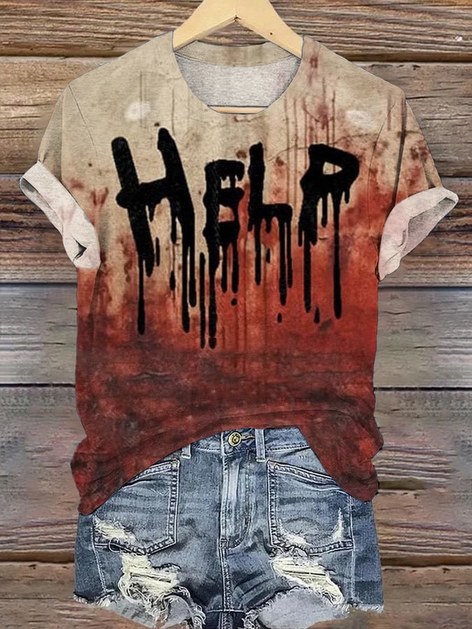 Women's Halloween Bloody Print Shirt