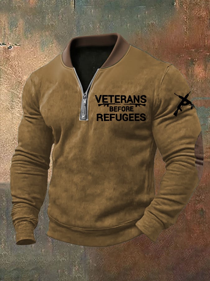 Men'S Veteran Vintage Print Sweatshirt