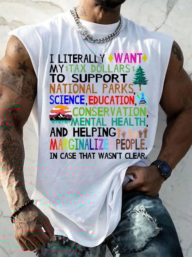Men's Support Our National Parks Print Round Neck Tank Top