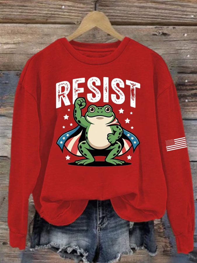 Women's Portland Frog Print Casual Sweatshirt