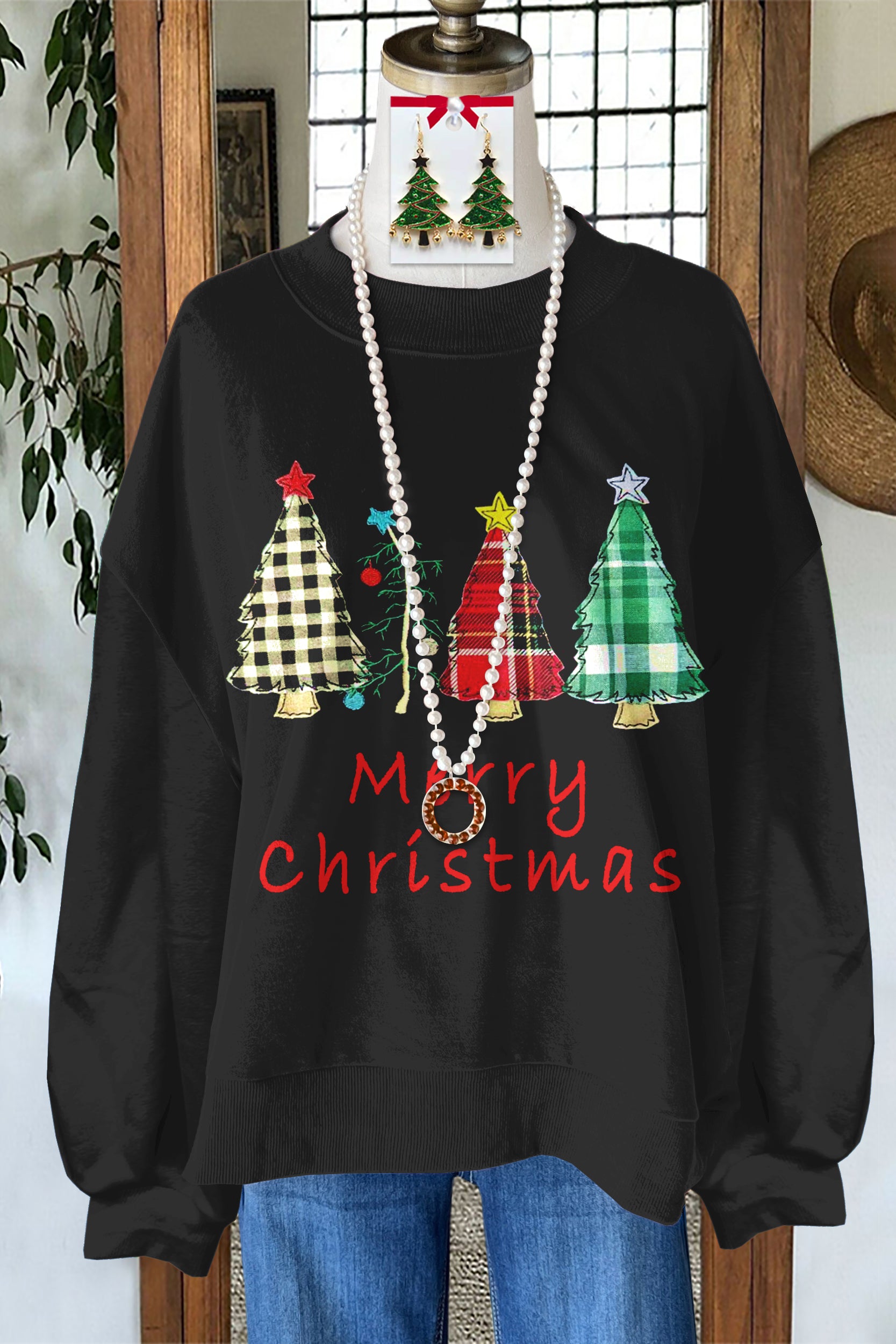 Classic Christmas Tree Printed Top