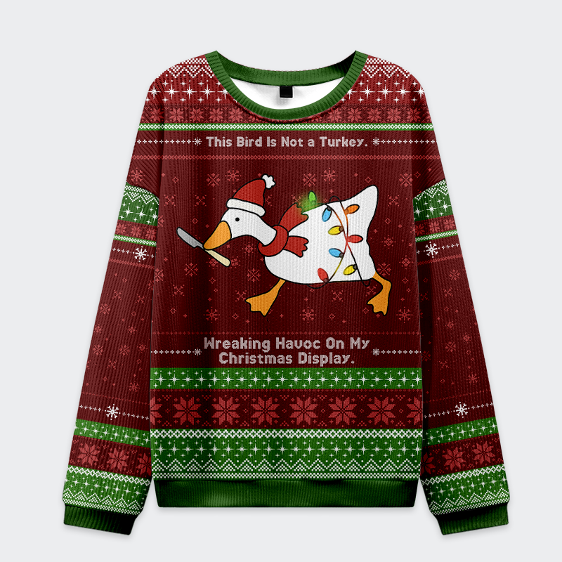 Tokyo-Tiger Havoc-Wreaking Goose Christmas Ugly Sweatshirt