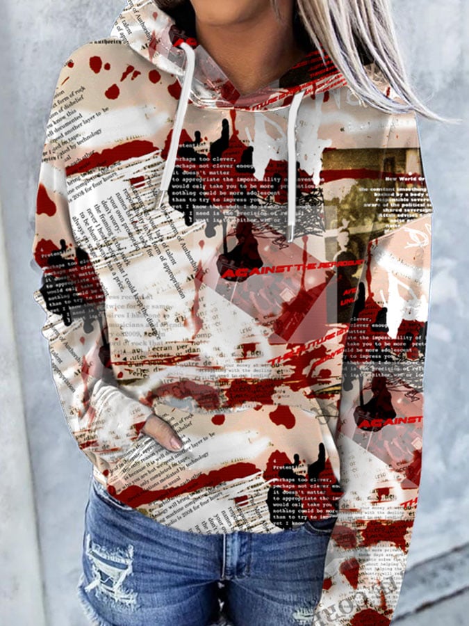 Women'S Halloween Bloody Print Hoodie
