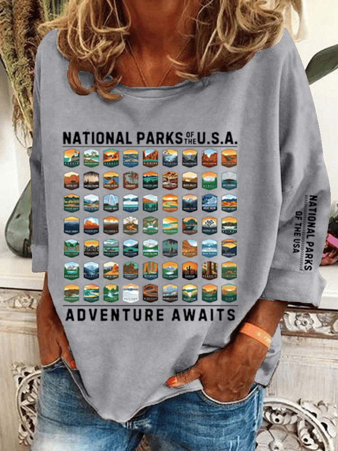 Women's National Parks Of The USA Heat Transfer Casual Sweatshirt
