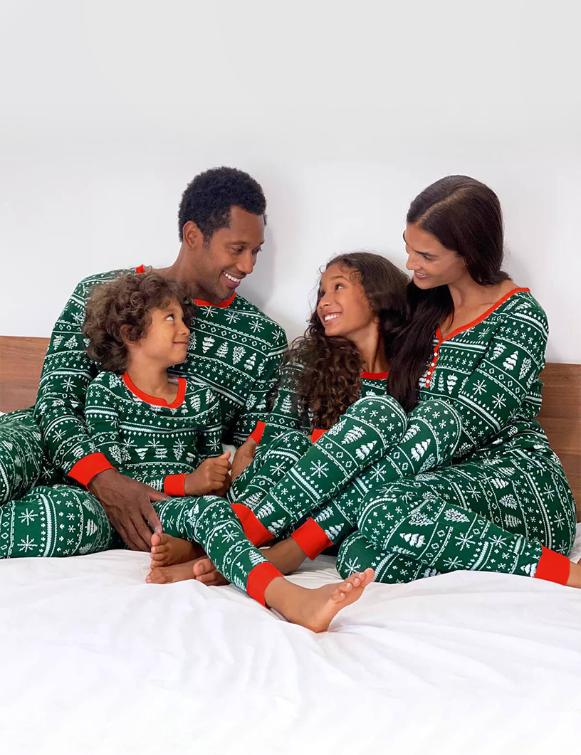 Green Christmas Tree Matching Family Christmas Pajamas-Dog Pajamas Included