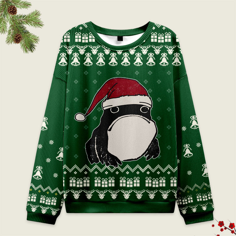 Tokyo-Tiger Frog Wearing Santa Hat Green Christmas Ugly Sweatshirt