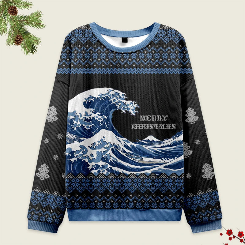 Tokyo-Tiger The Great Wave Japanese Christmas Ugly Sweatshirt
