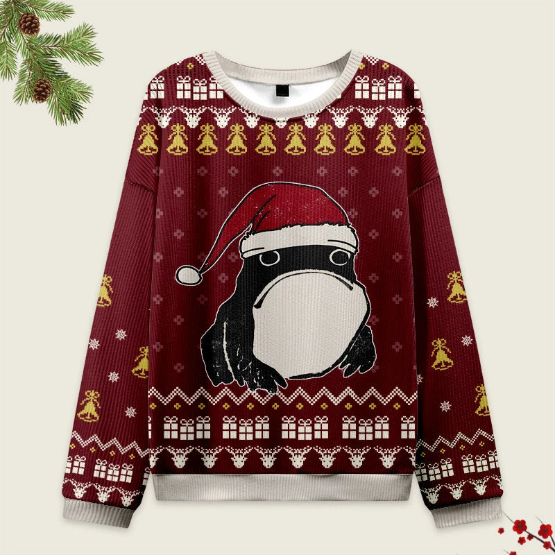 Tokyo-Tiger Frog Wearing Santa Hat Red Christmas Ugly Sweatshirt