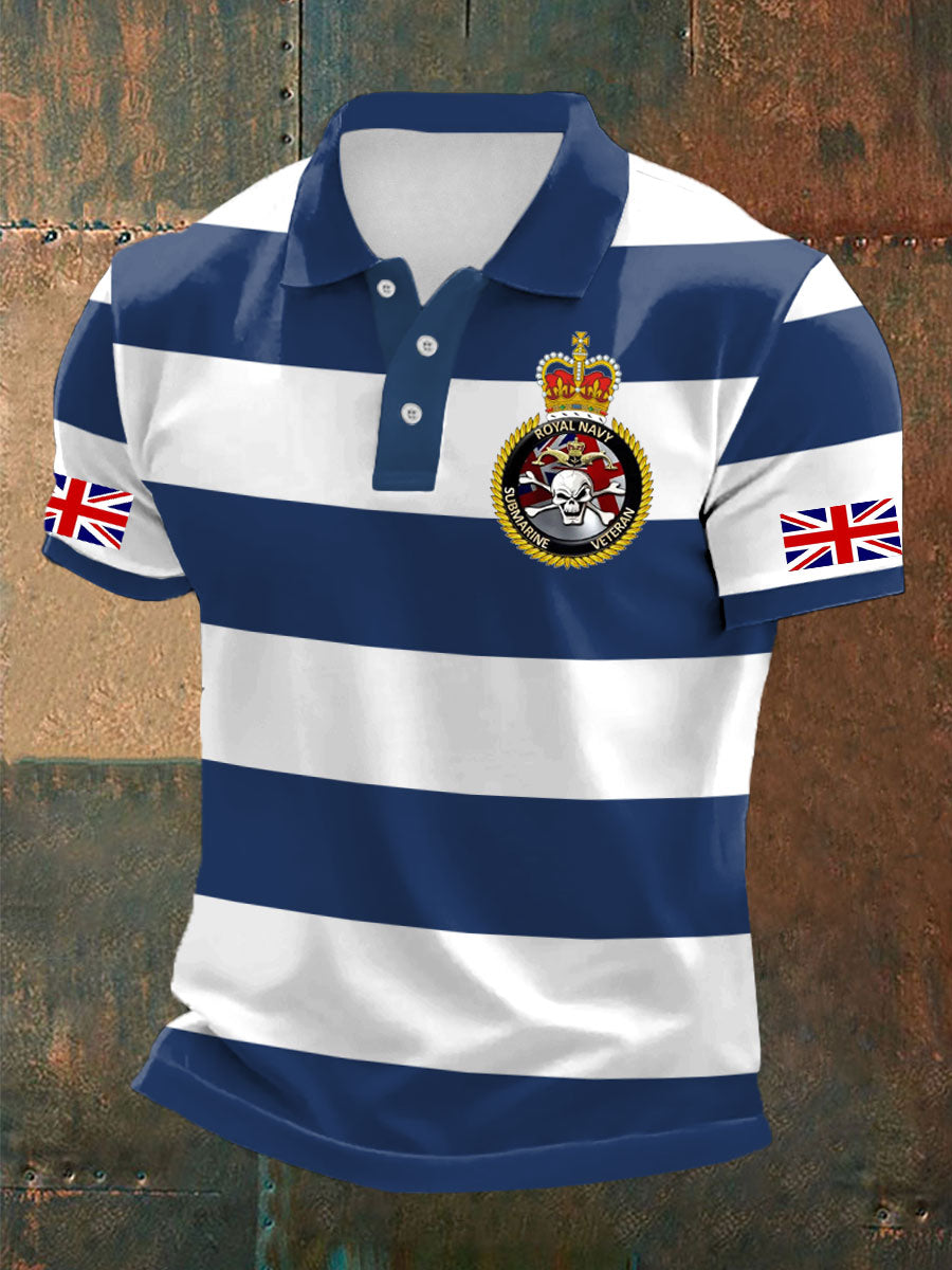 Men's Royal Navy Veteran Printed Casual Tops