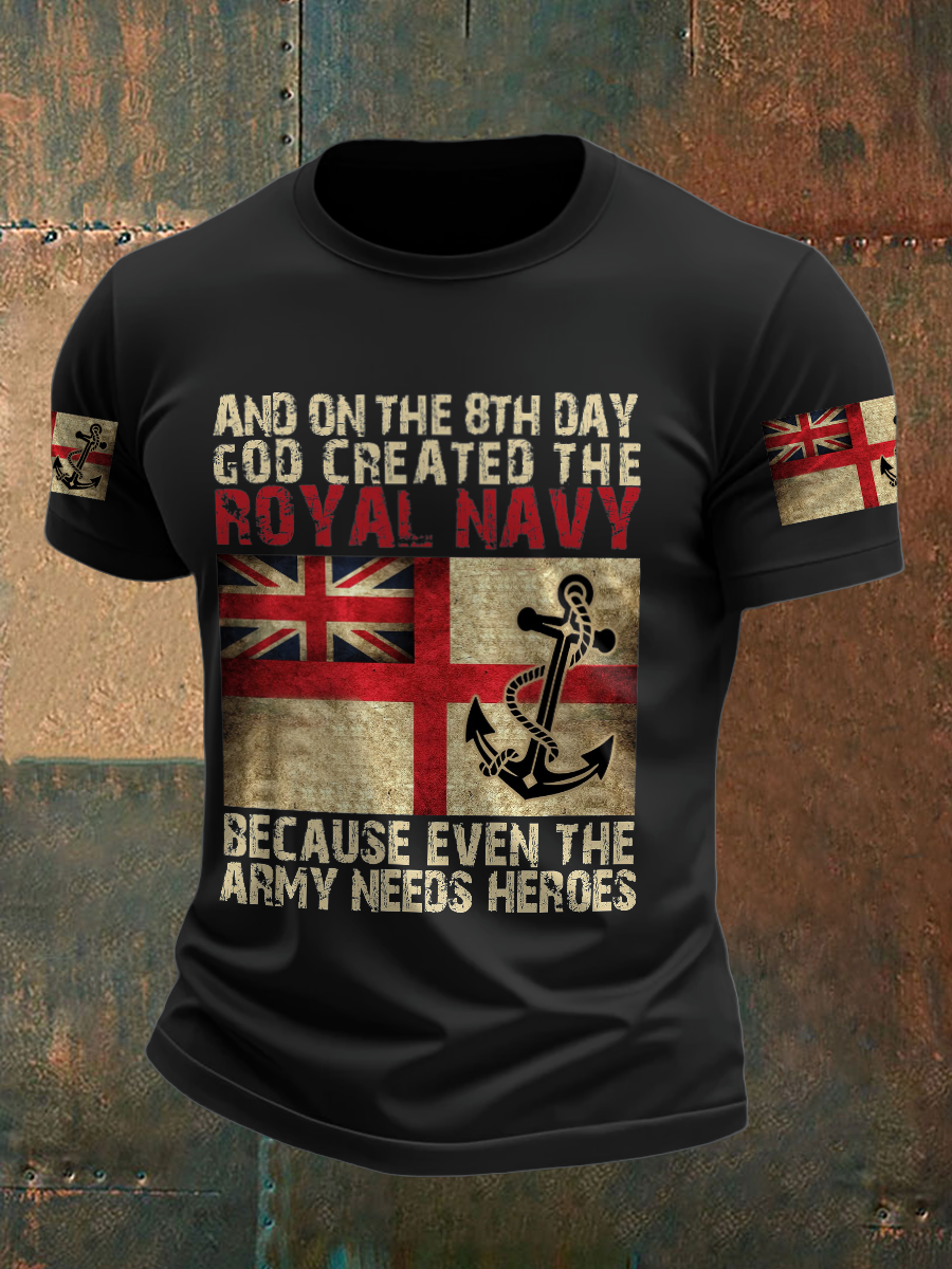 Men's Royal Navy Veteran On The 8th Day Printed T-shirt