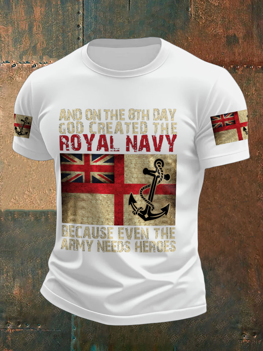 Men's Royal Navy Veteran On The 8th Day Printed T-shirt