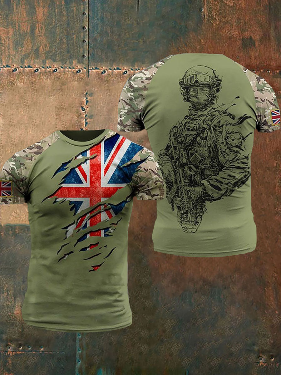 Men's UK Flag Printed Casual Short Sleeve T-shirt