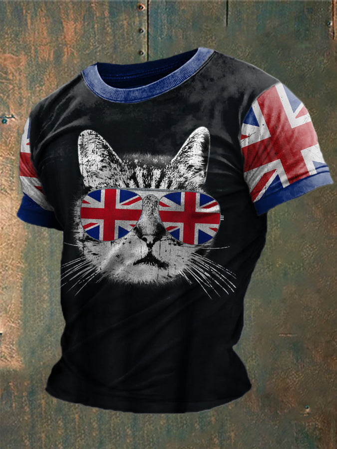 Men's Funny Cat Printed T-shirt