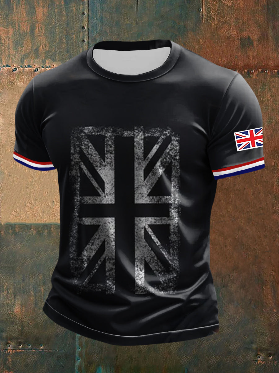 Men's UK Flag Printed Casual Short Sleeve T-shirt