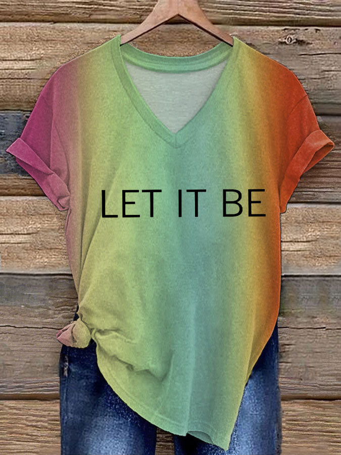 Women's Retro Music Band Whisper Word of Wisdom Let It Be Printed T-shirt
