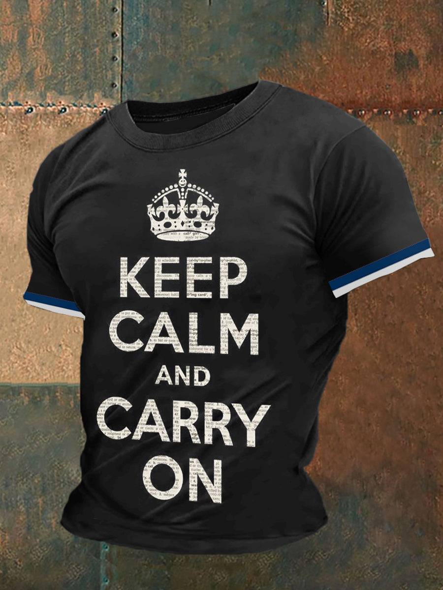 Keep Calm Printed Vintage Fashion Loose Short Sleeve T-Shirt