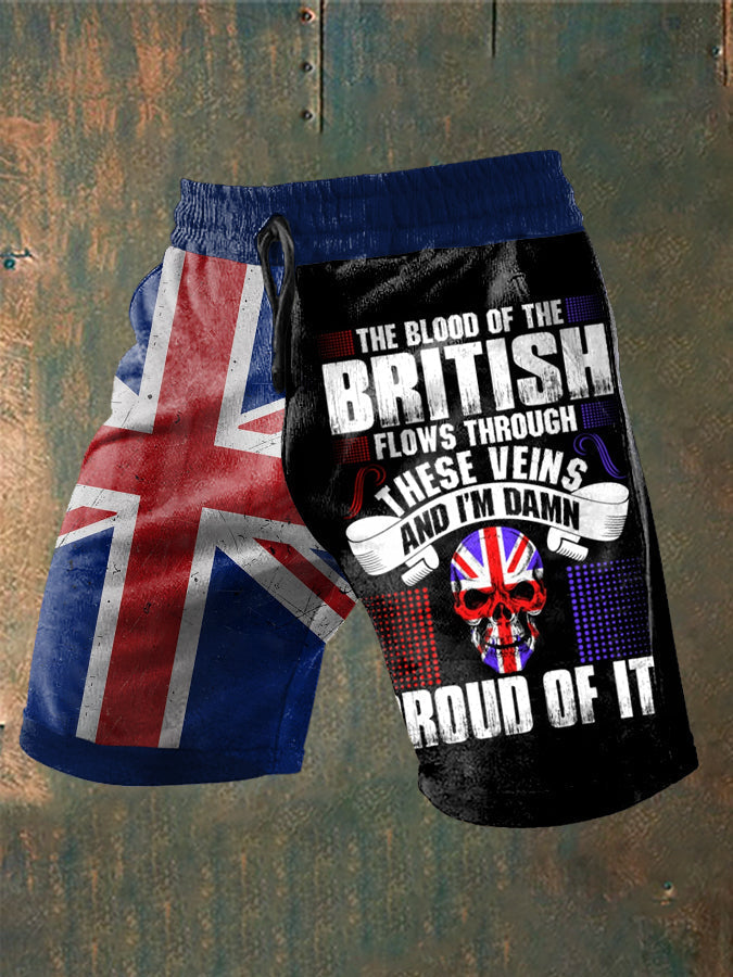 Men's Proud British Blood Runs In My Vein Printed Shorts