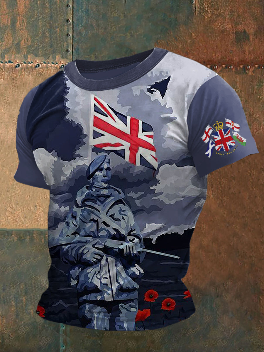 Union Jack Printed Vintage Fashion Loose Short Sleeve T-Shirt