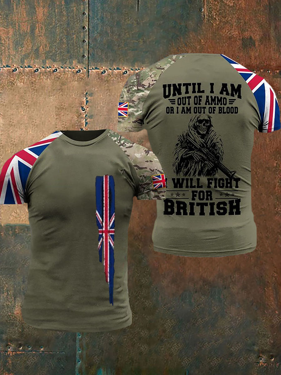 Men's UK Flag British Veteran Short Sleeves Tee