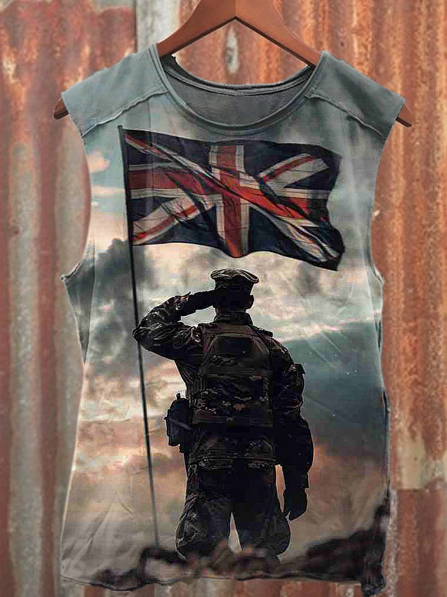 Men's Casual British Soldier Printed Tank Top