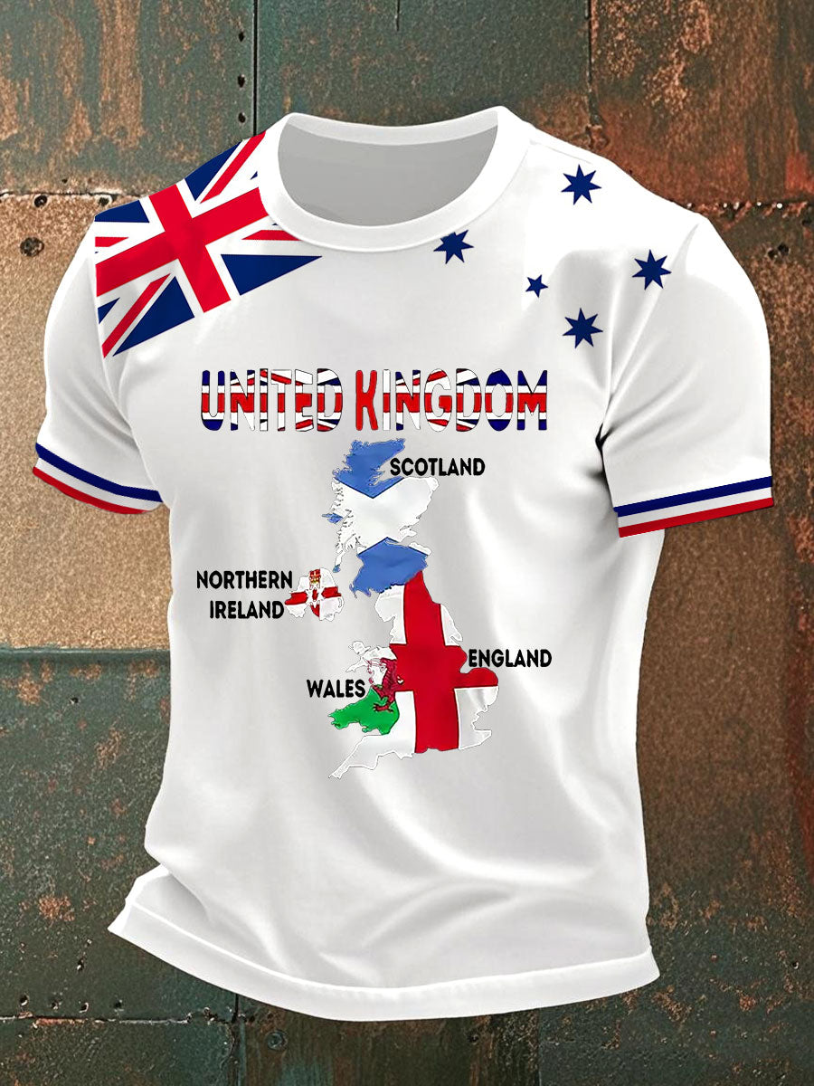 Men's Union Jack Printed Casual T-Shirt