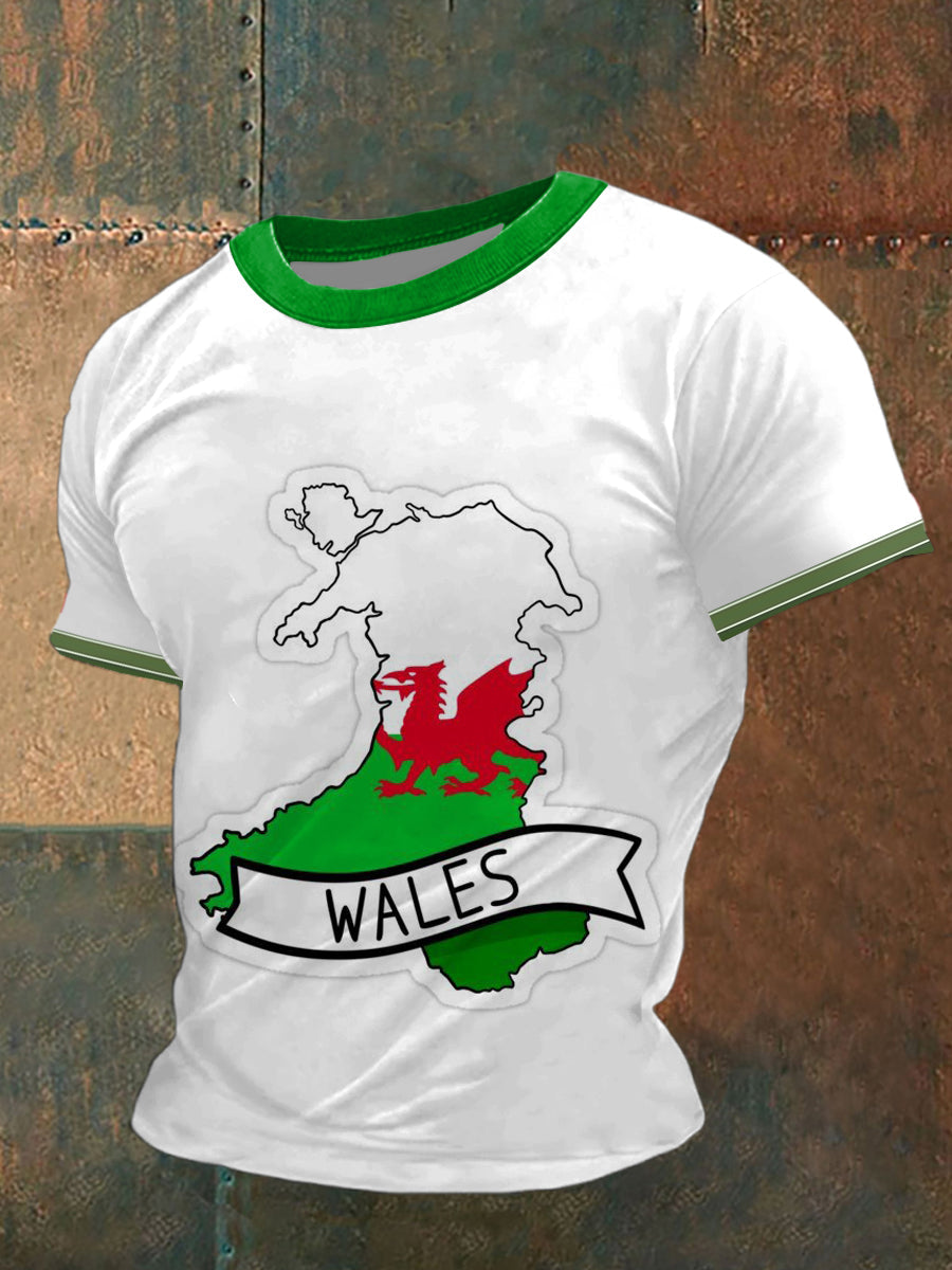 Wales Printed Vintage Fashion Loose Short Sleeve T-Shirt