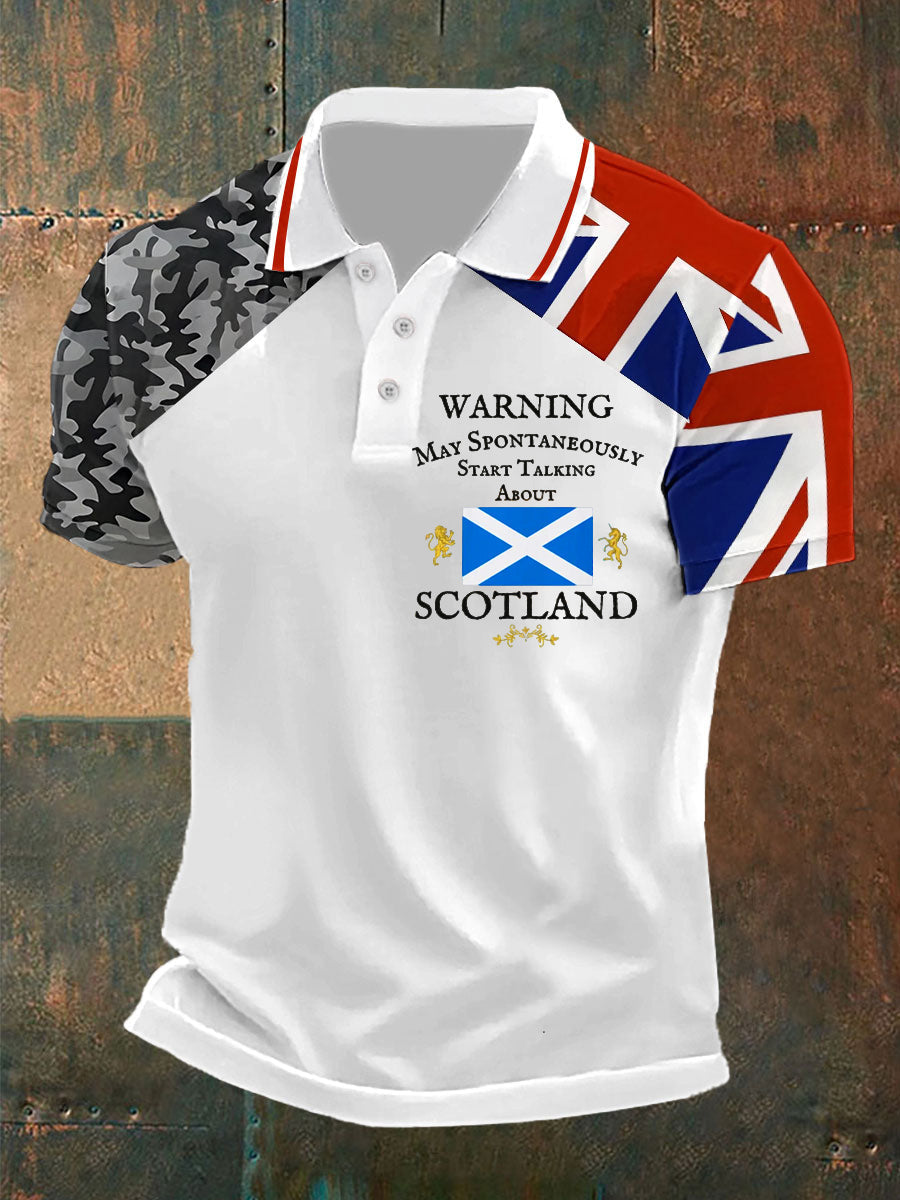 Men's Retro British Culture And Art Print Casual Short-Sleeved Polo Shirt