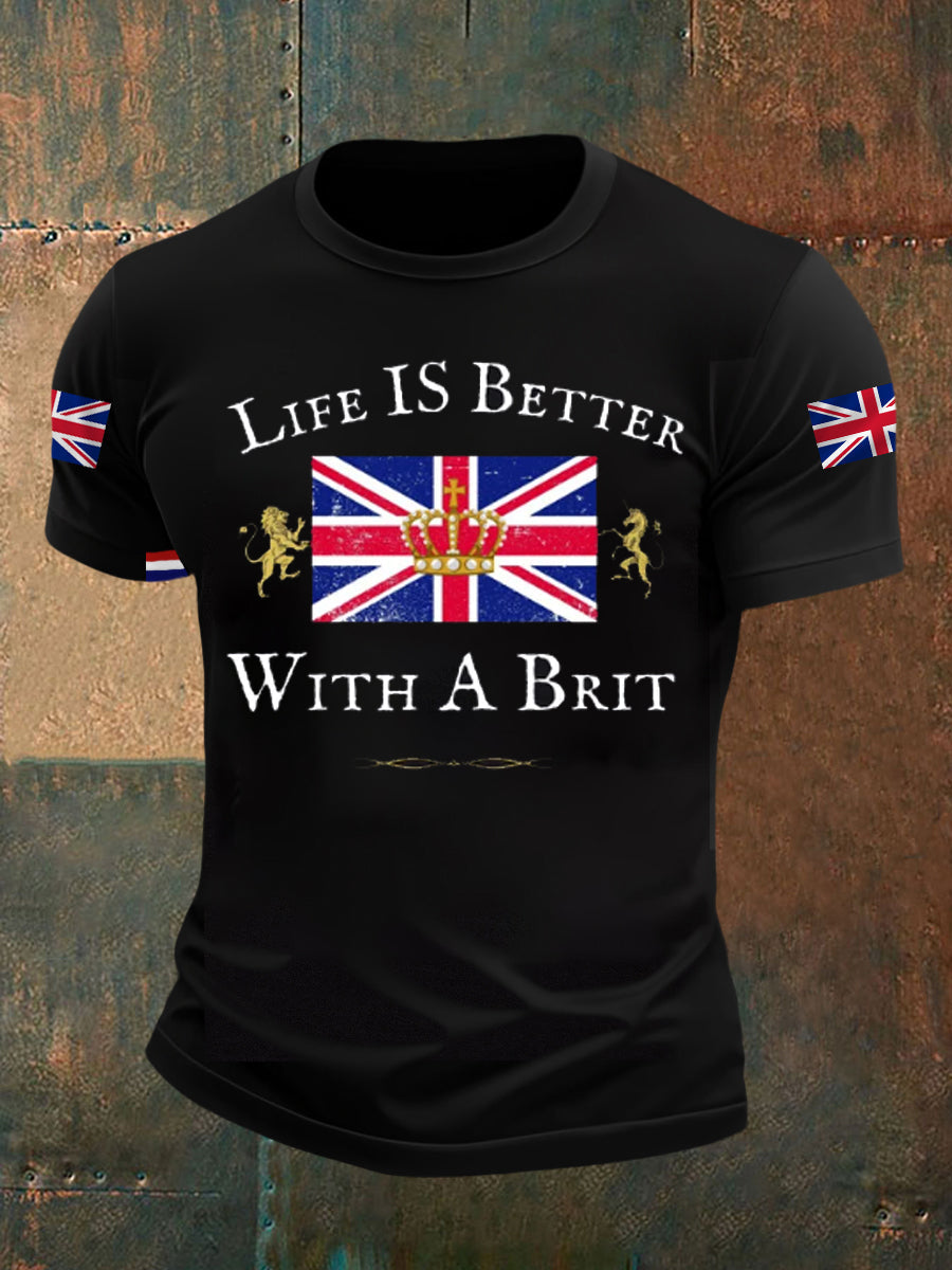 Men's Retro British Culture And Art Print Casual Short-Sleeved T-Shirt