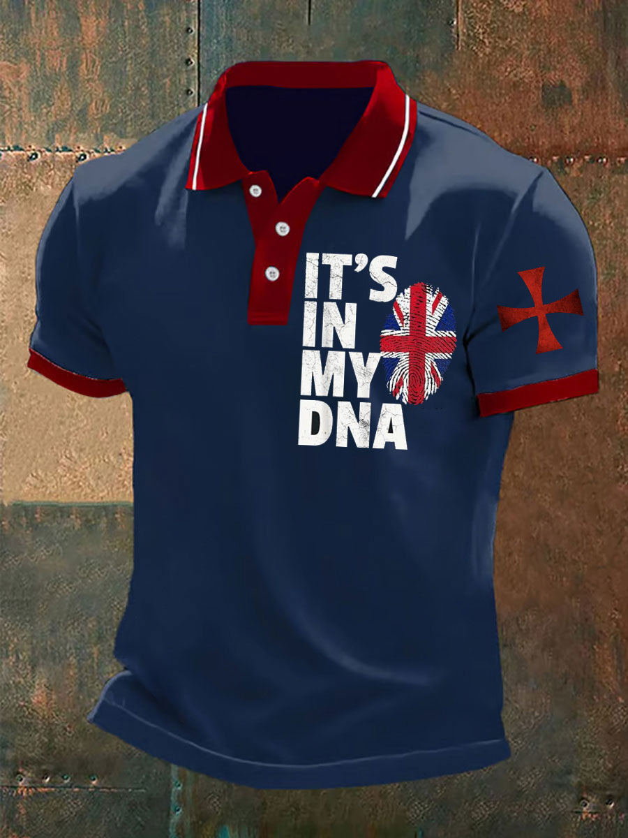 Men's Retro British Culture And Art Print Casual Short-Sleeved Polo Shirt