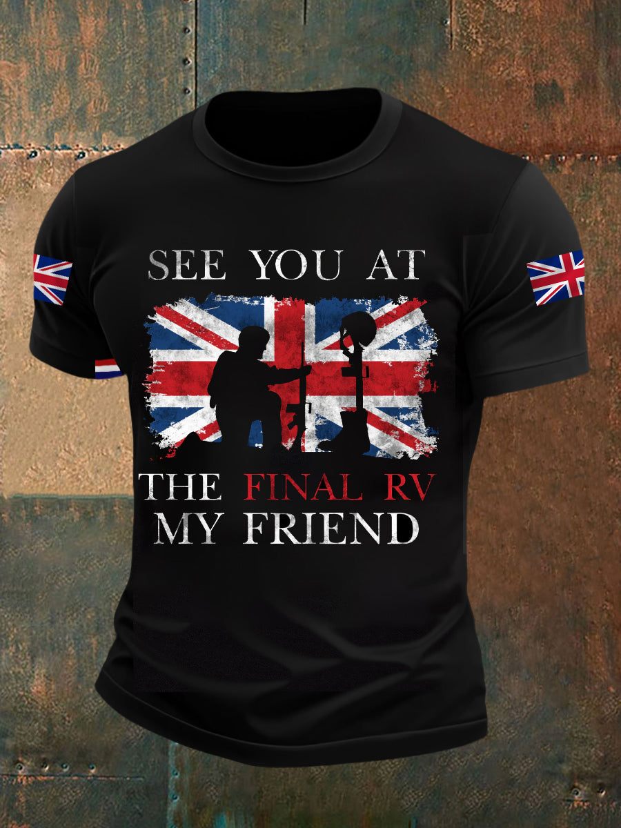 Men's Retro British Culture And Art Print Casual Short-Sleeved T-Shirt