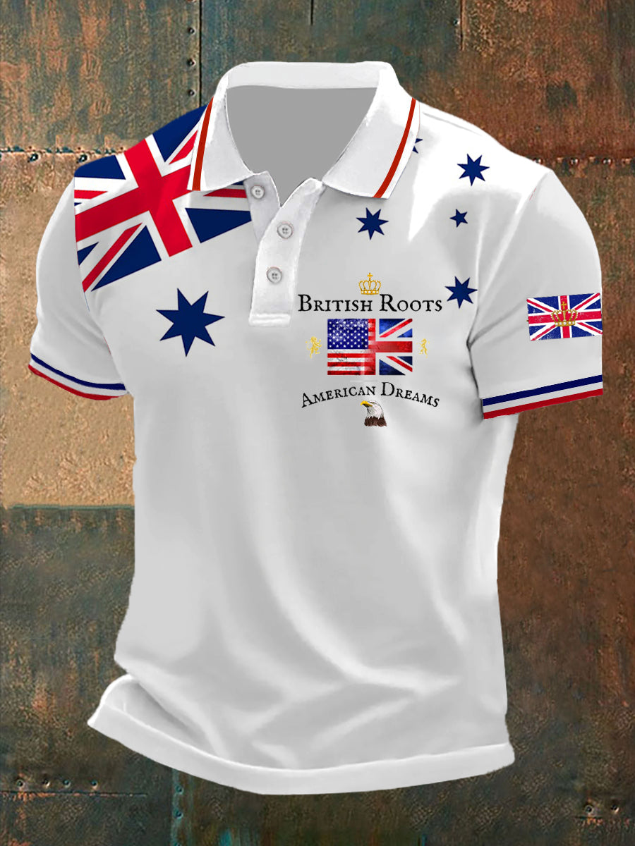 Men's Retro British Culture And Art Print Casual Short-Sleeved Polo Shirt