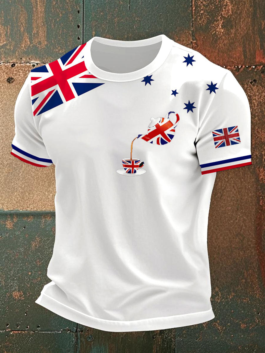 Men's Retro British Culture And Art Print Casual Short-Sleeved T-Shirt