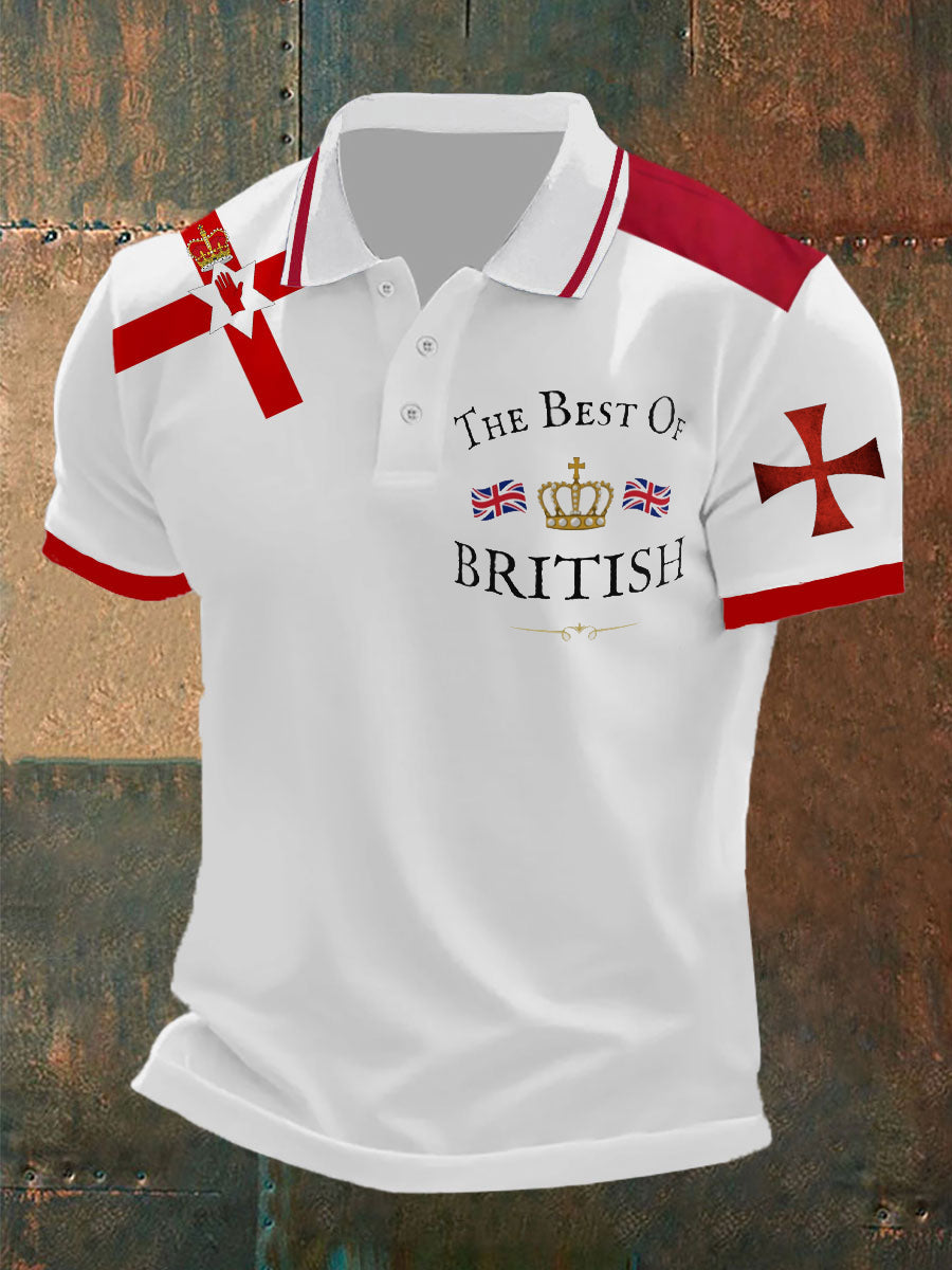 Men's Retro British Culture And Art Print Casual Short-Sleeved Polo Shirt